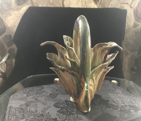 wood fired hand formed vase created by John Kondra, local Artist  Dracut Ma.